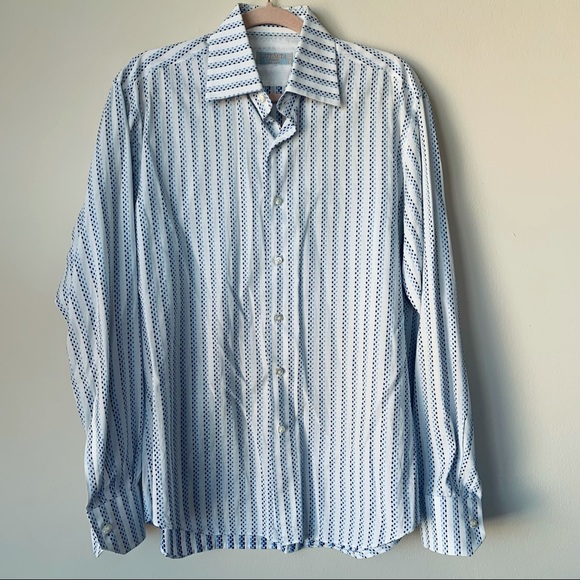 Ateseta Firenze Other - Ateseta Firenze Made in Italy Button Front Shirt Striped Blue White Size 16.5